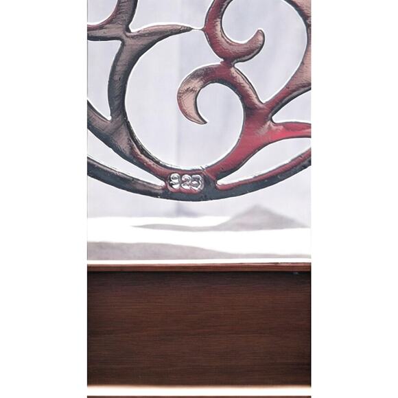 Large Round Open Scroll Bijou Sterling Silver 925 Round Designer Pendant Slide - Picture 5 of 5